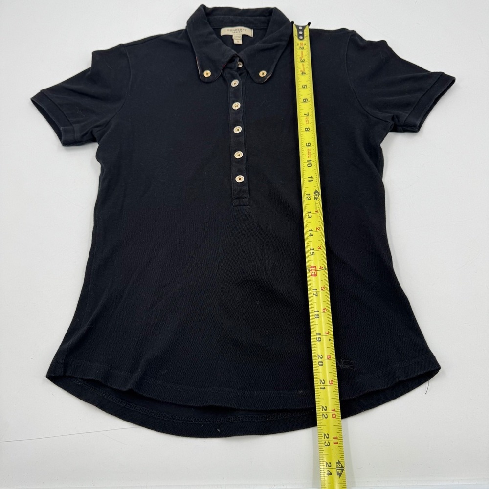 Burberry London Polo Shirt Gold Button Detail Short Sleeve Top Size S - Picture 4 of 13